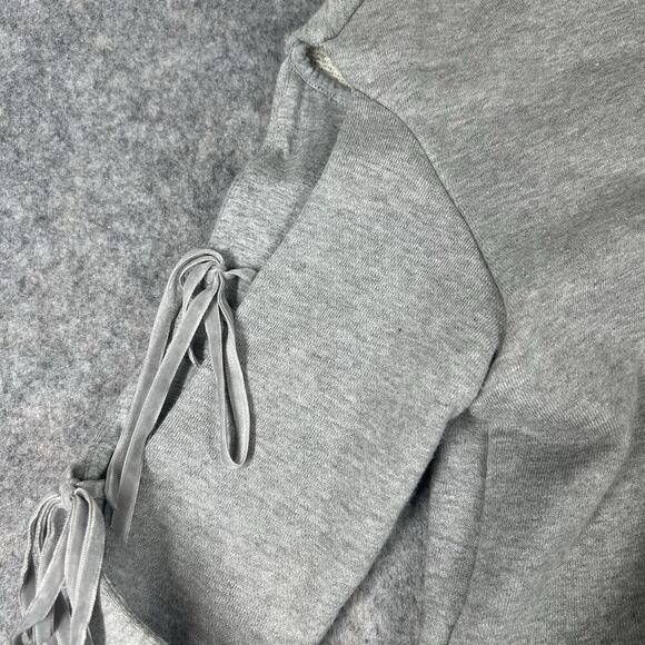 Jonathan Simkhai Hoodie XS Crop Sweatshirt Grey Bow Tie Detail Bell Sleeve Flaw - Picture 6 of 12